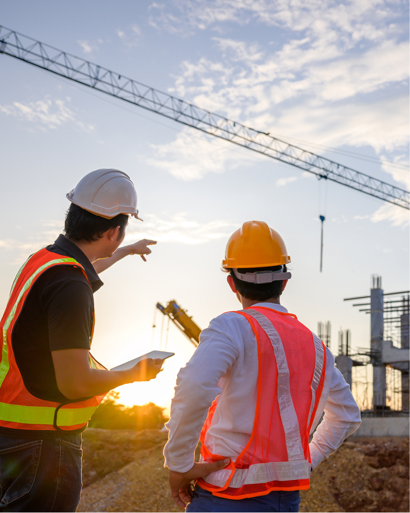 people analysing a construction